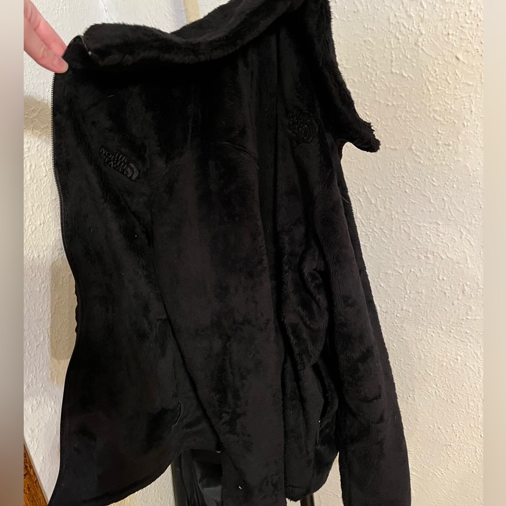 The North Face Small Black Fuzzy Furry Zipper Jacket
